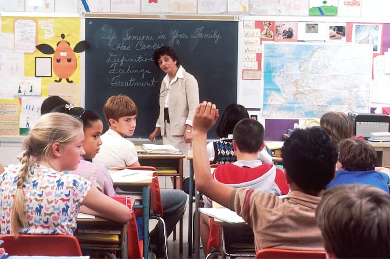 Teaching in a classroom abroad